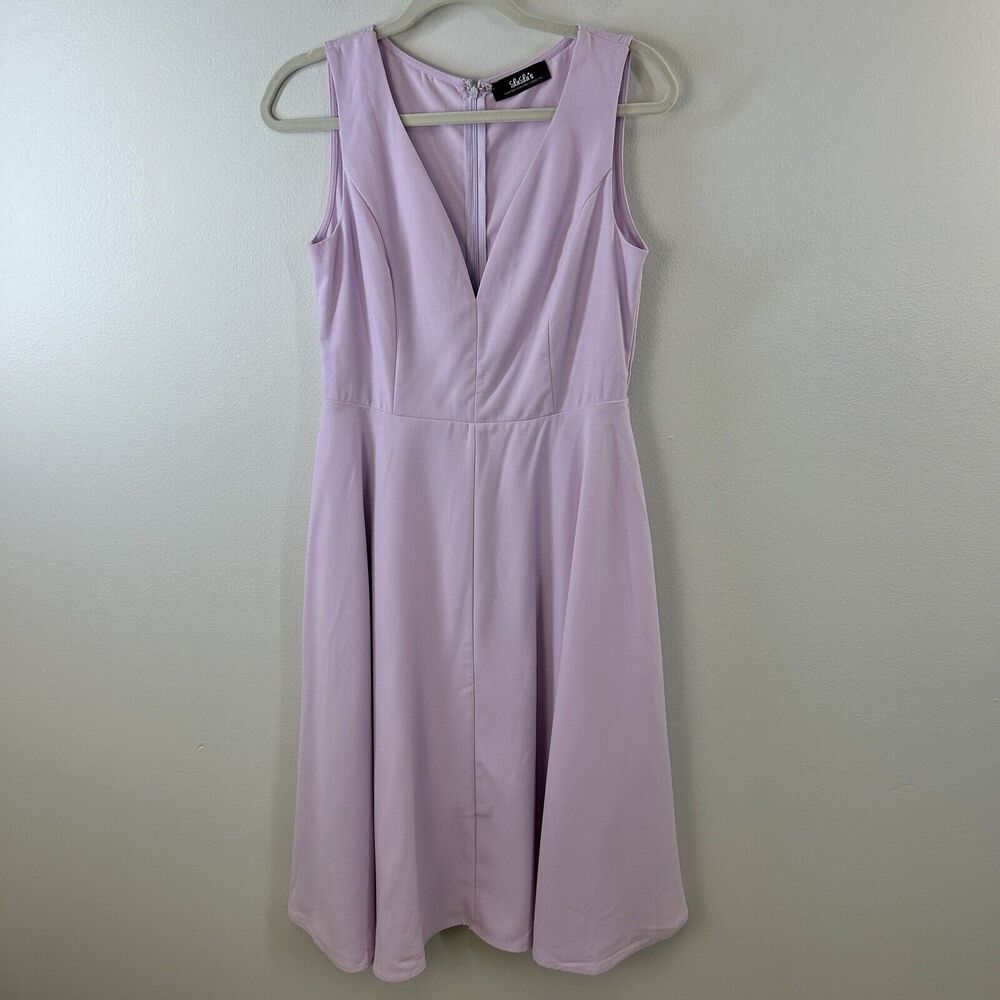 Lulus Dress Womens M Wedding Guest Formal Lavender Midi Plunge Sleeveless A Line
